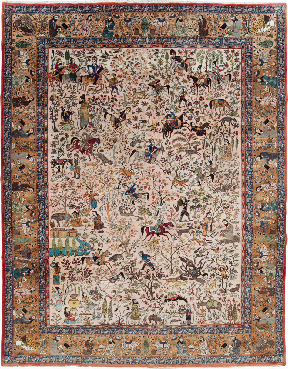 Vintage Persian Tabriz Pictorial Carpet, No.26816 - Galerie Shabab