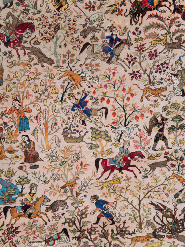 Vintage Persian Tabriz Pictorial Carpet, No.26816 - Galerie Shabab