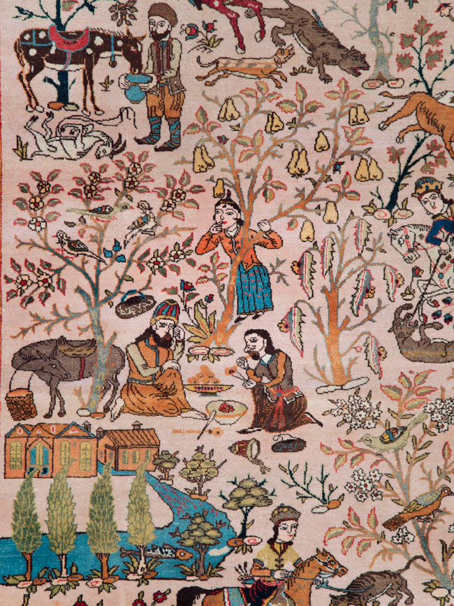 Vintage Persian Tabriz Pictorial Carpet, No.26816 - Galerie Shabab