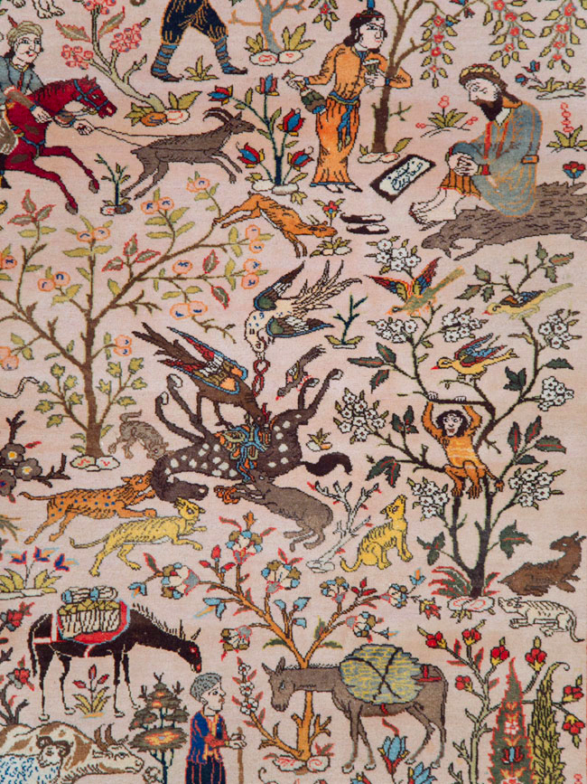Vintage Persian Tabriz Pictorial Carpet, No.26816 - Galerie Shabab