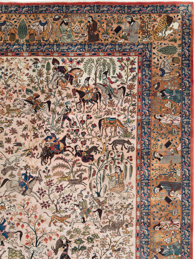 Vintage Persian Tabriz Pictorial Carpet, No.26816 - Galerie Shabab