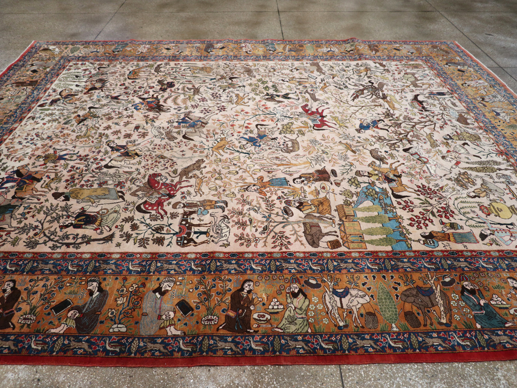 Vintage Persian Tabriz Pictorial Carpet, No.26816 - Galerie Shabab
