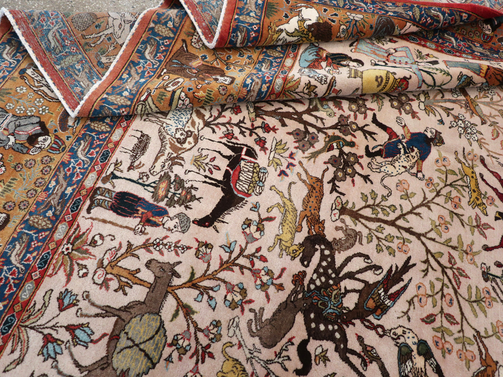 Vintage Persian Tabriz Pictorial Carpet, No.26816 - Galerie Shabab