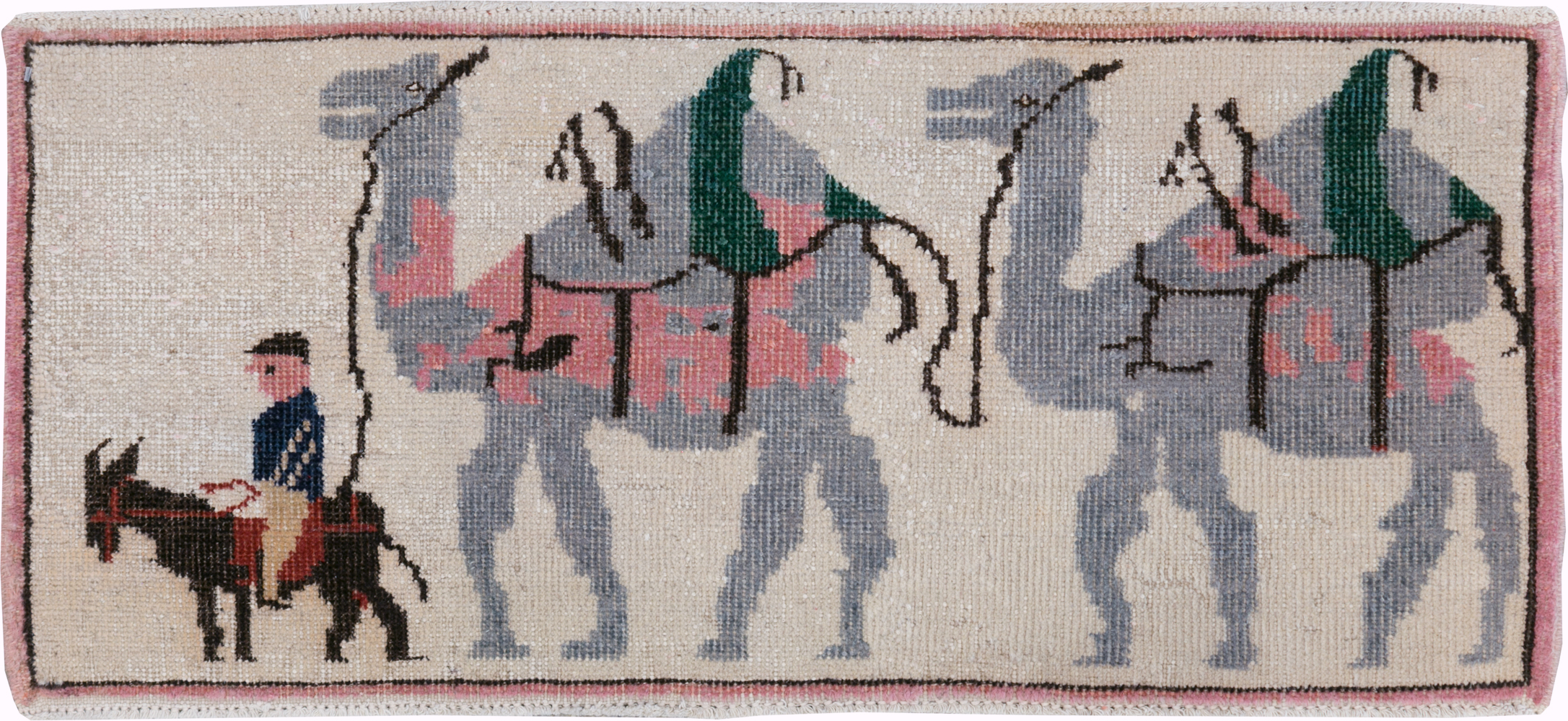 Vintage Turkish Pictorial Throw Rug, No.26817 - Galerie Shabab