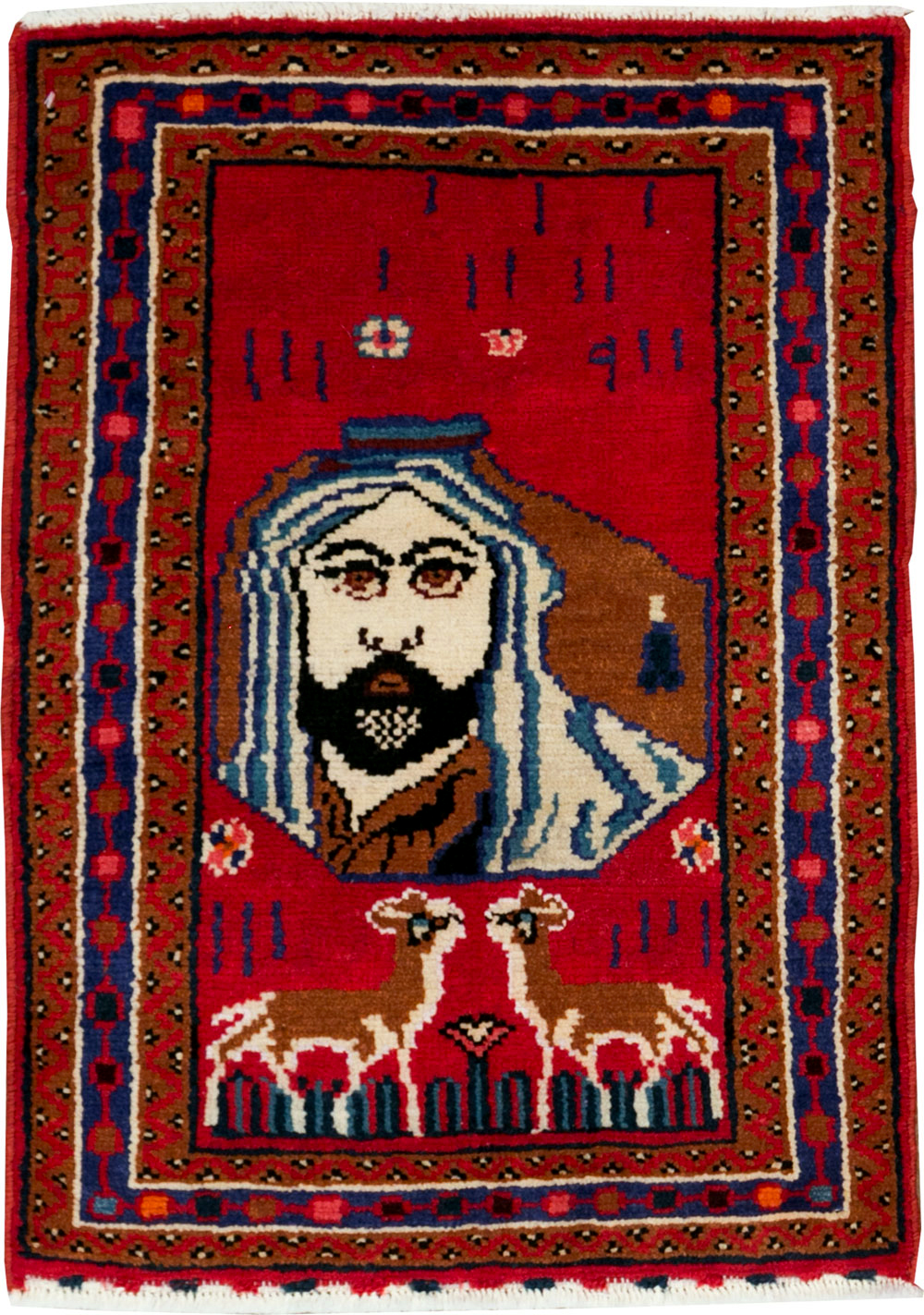 Vintage Persian Hamadan Pictorial Rug, No.26832 - Galerie Shabab