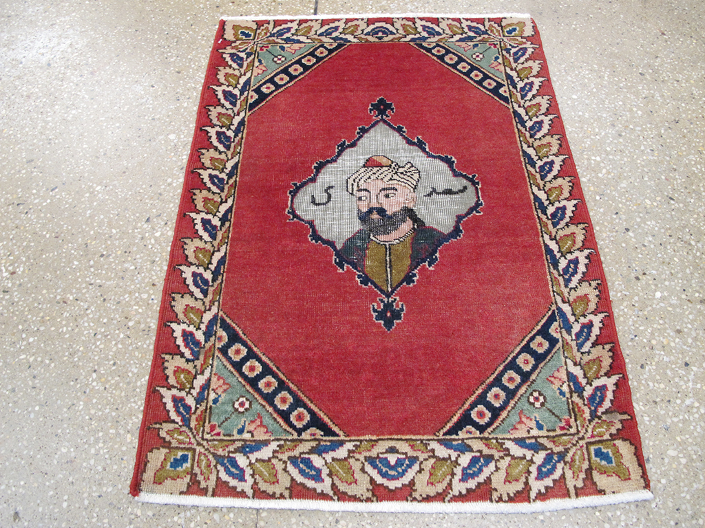 Vintage Persian Tabriz Pictorial Rug, No.26833 - Galerie Shabab
