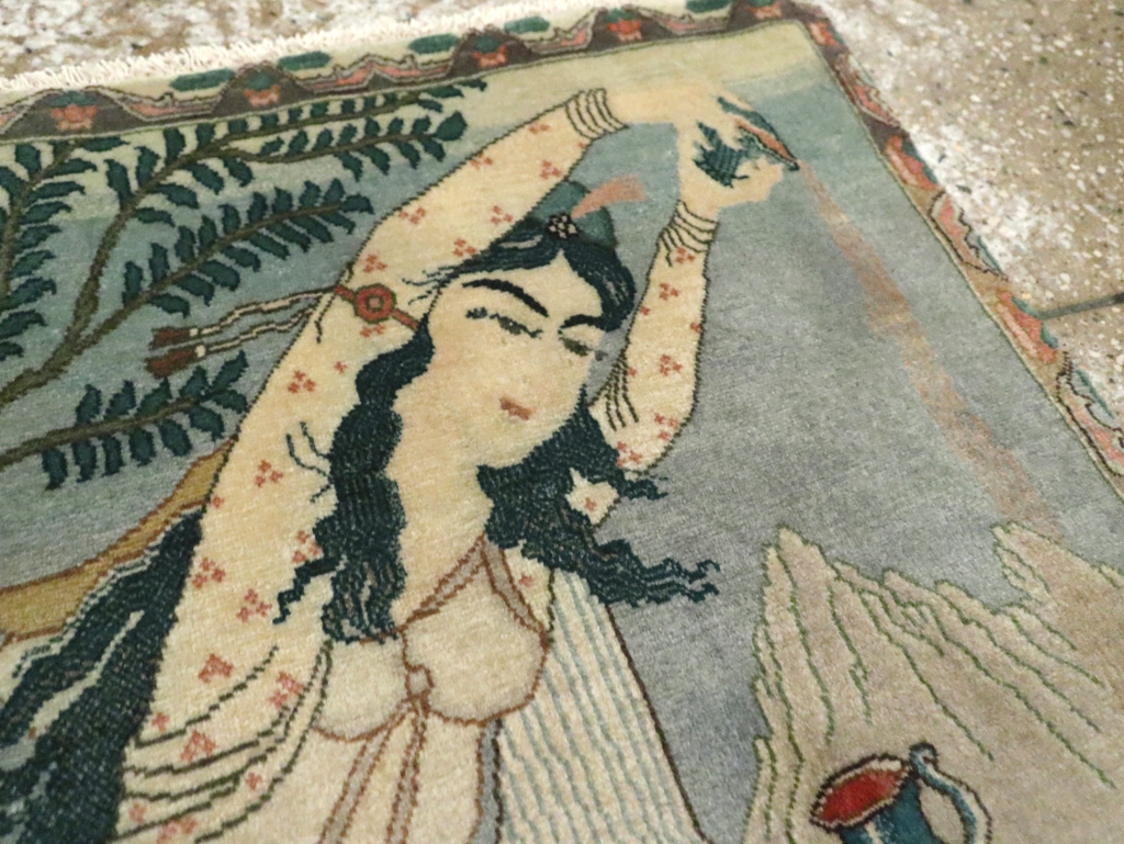 Vintage Persian Tabriz Pictorial Rug (Pair: 1 of 2), No.26839 - Galerie Shabab