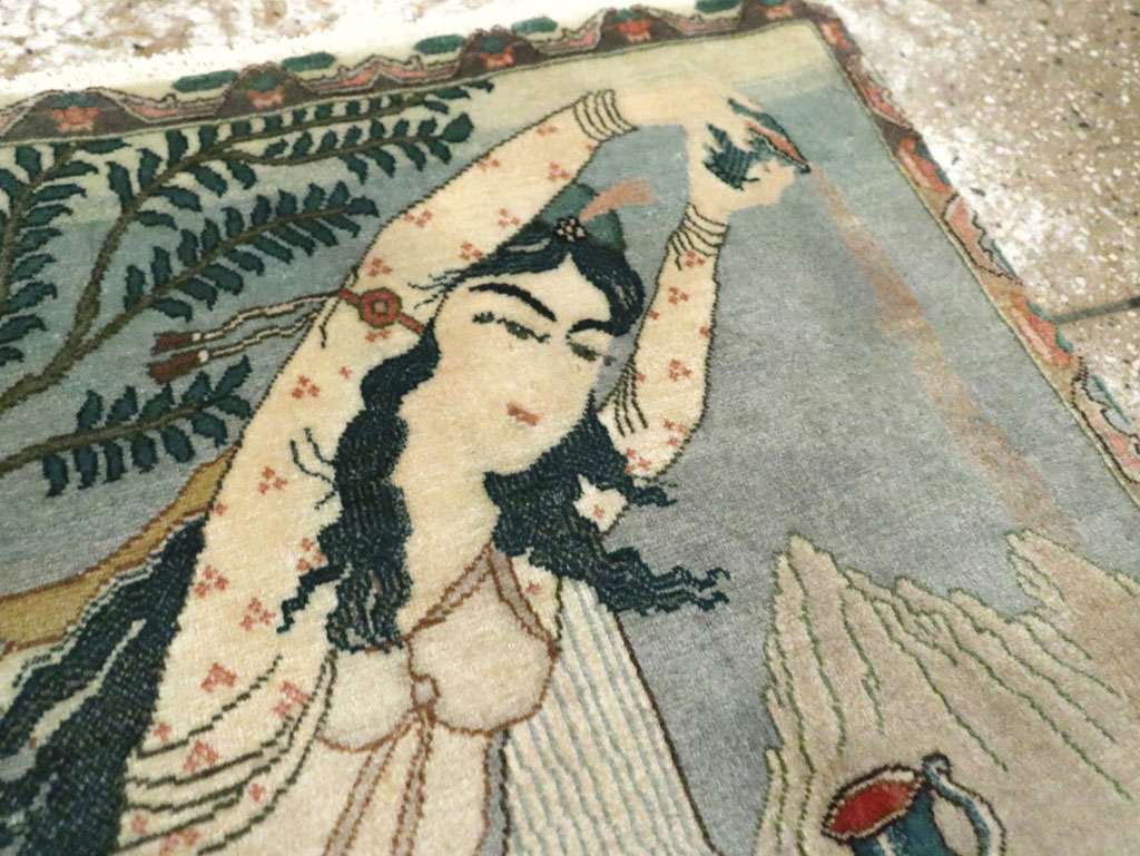 Vintage Persian Tabriz Pictorial Rug (Pair: 1 of 2), No.26839 - Galerie Shabab