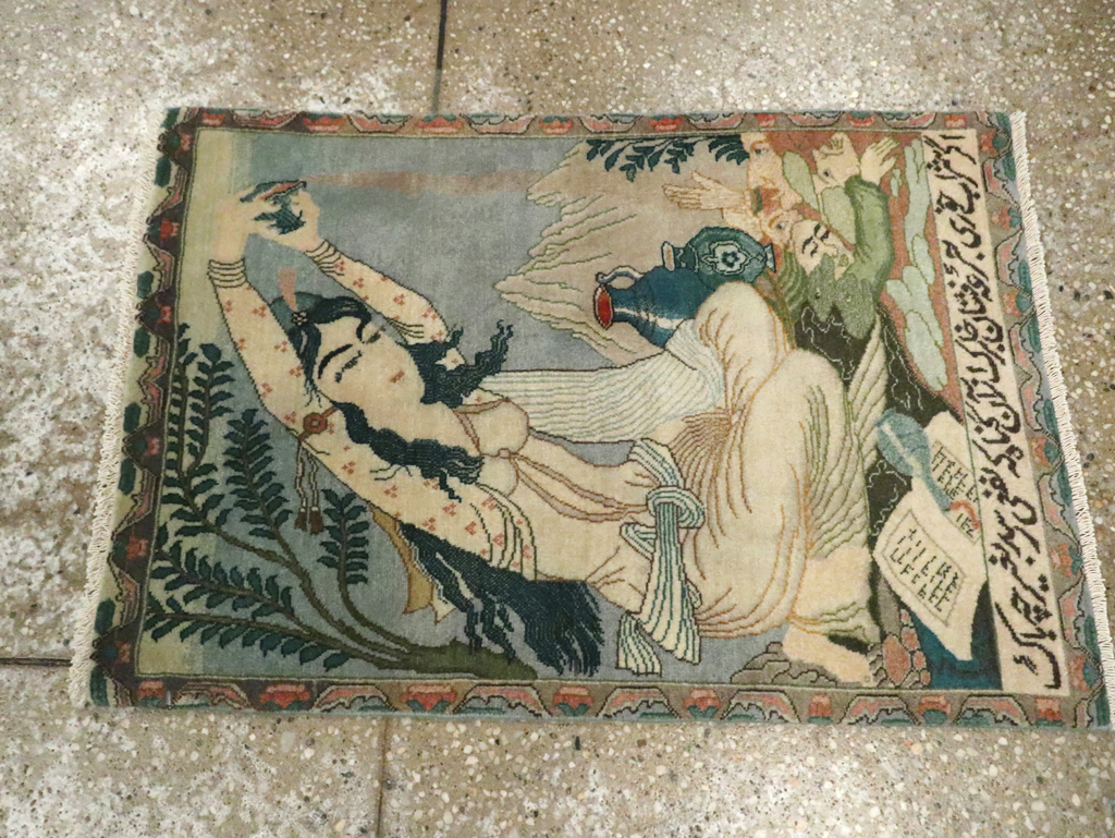 Vintage Persian Tabriz Pictorial Rug (Pair: 1 of 2), No.26839 - Galerie Shabab