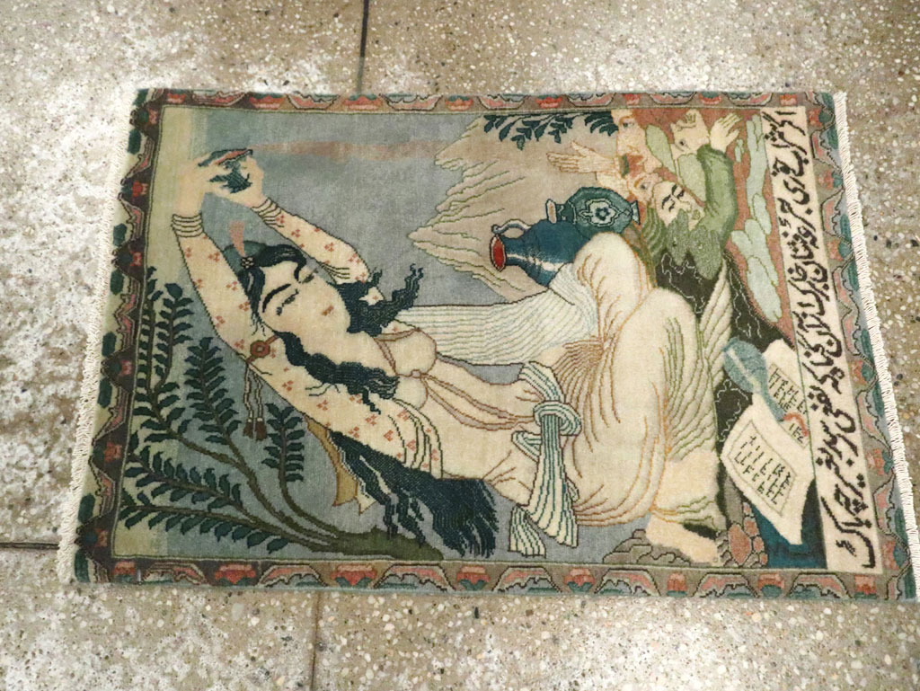 Vintage Persian Tabriz Pictorial Rug (Pair: 1 of 2), No.26839 - Galerie Shabab