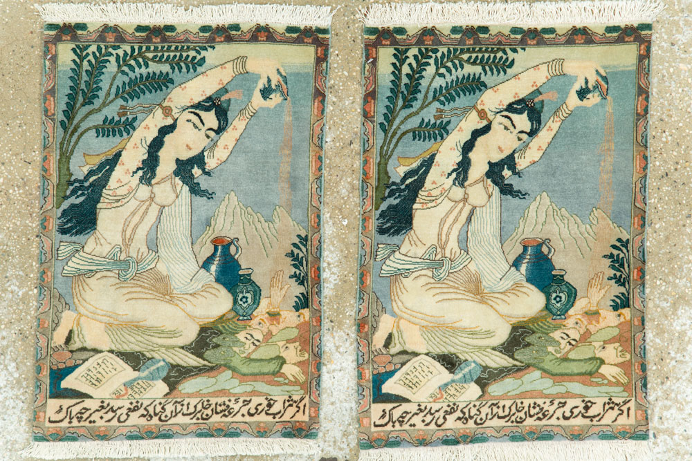 Vintage Persian Tabriz Pictorial Rug (Pair: 1 of 2), No.26839 - Galerie Shabab