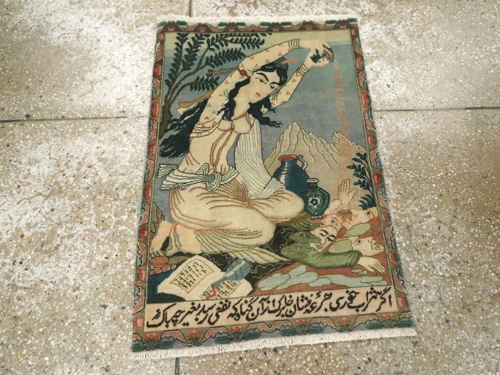 Vintage Persian Tabriz Pictorial Rug (Pair: 2 of 2), No.26840 - Galerie Shabab
