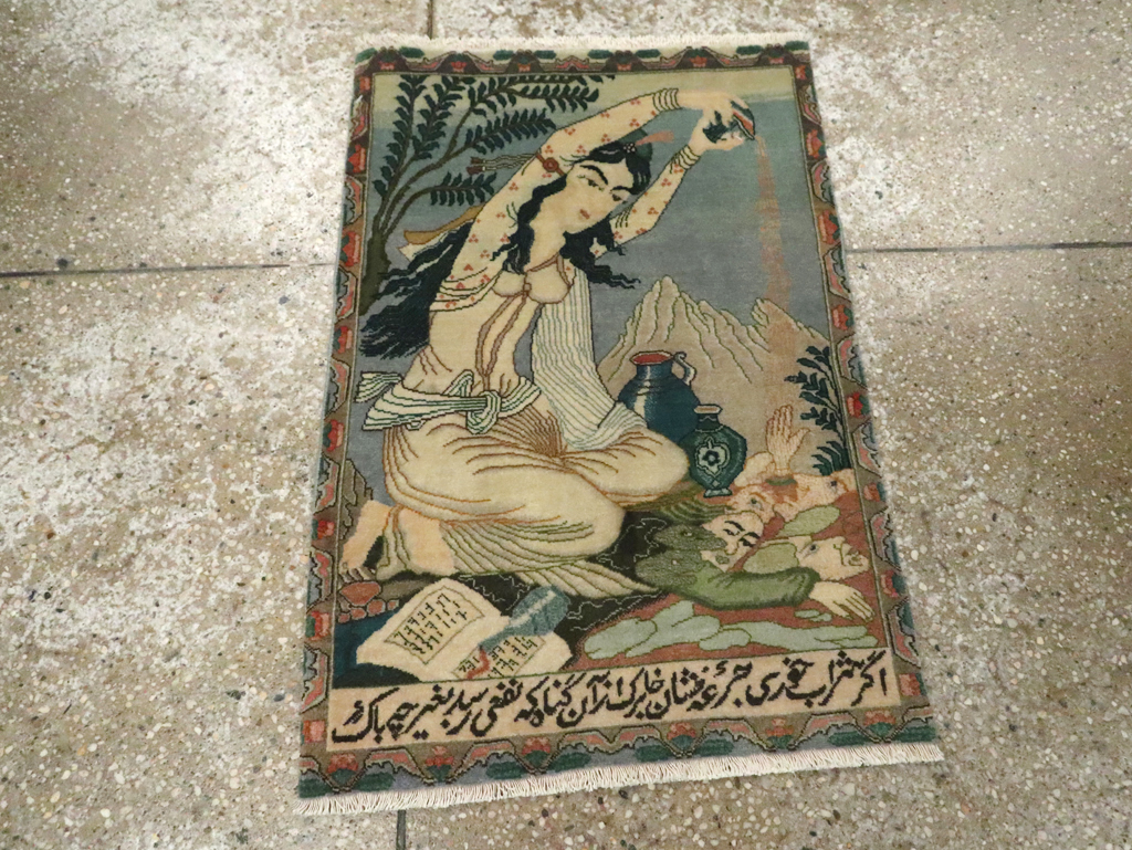 Vintage Persian Tabriz Pictorial Rug (Pair: 2 of 2), No.26840 - Galerie Shabab