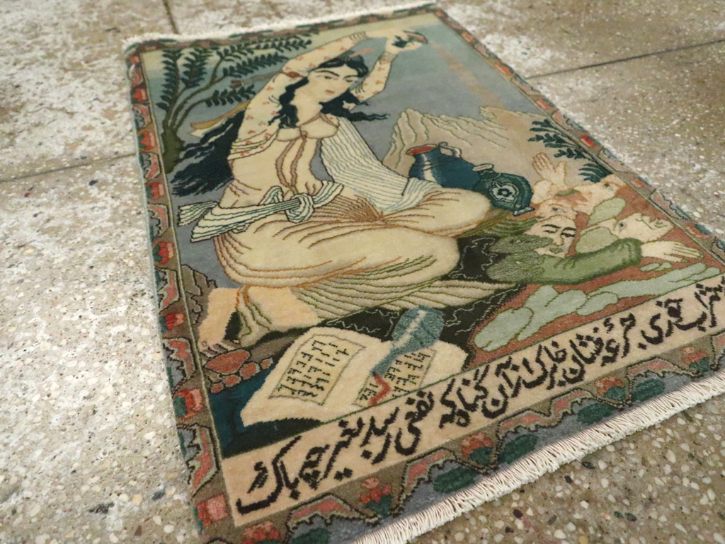 Vintage Persian Tabriz Pictorial Rug (Pair: 2 of 2), No.26840 - Galerie Shabab