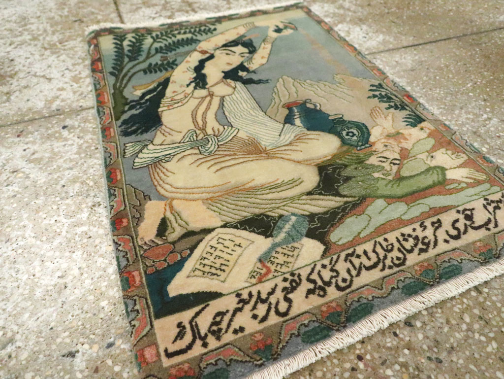 Vintage Persian Tabriz Pictorial Rug (Pair: 2 of 2), No.26840 - Galerie Shabab