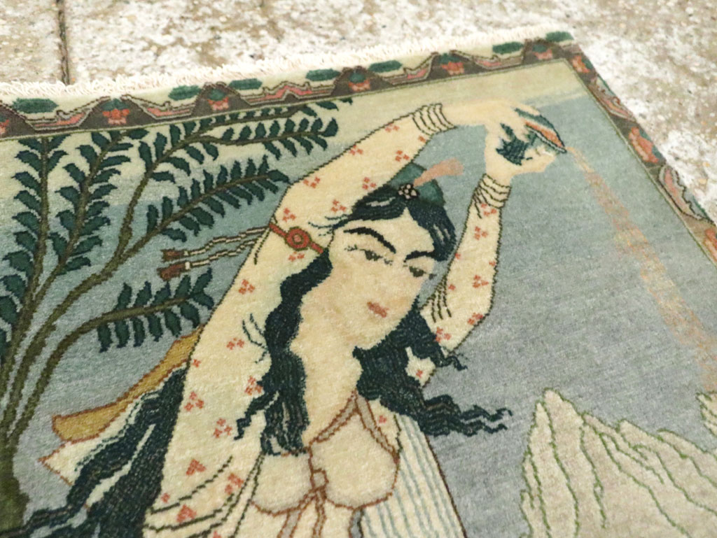 Vintage Persian Tabriz Pictorial Rug (Pair: 2 of 2), No.26840 - Galerie Shabab