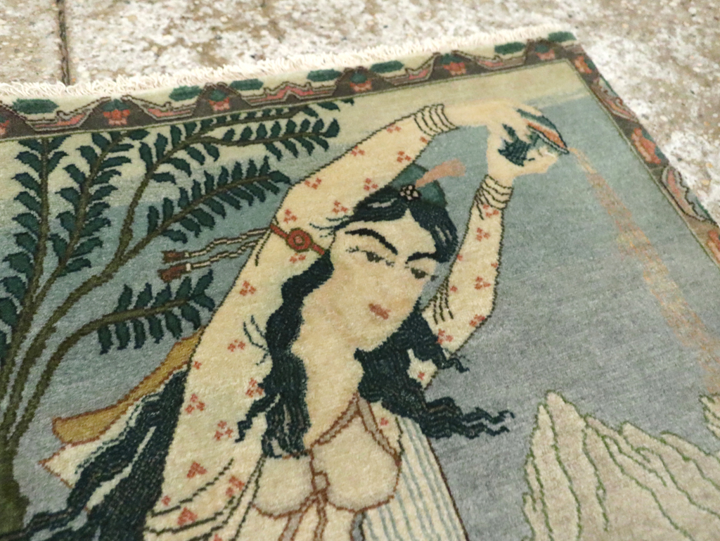 Vintage Persian Tabriz Pictorial Rug (Pair: 2 of 2), No.26840 - Galerie Shabab