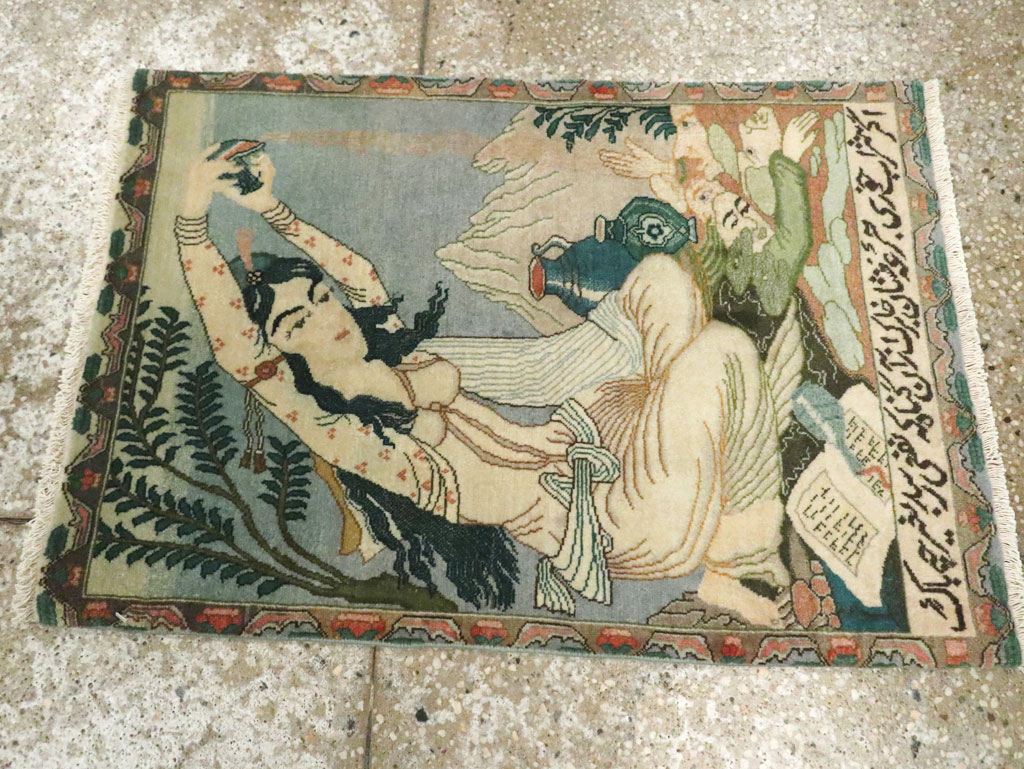 Vintage Persian Tabriz Pictorial Rug (Pair: 2 of 2), No.26840 - Galerie Shabab