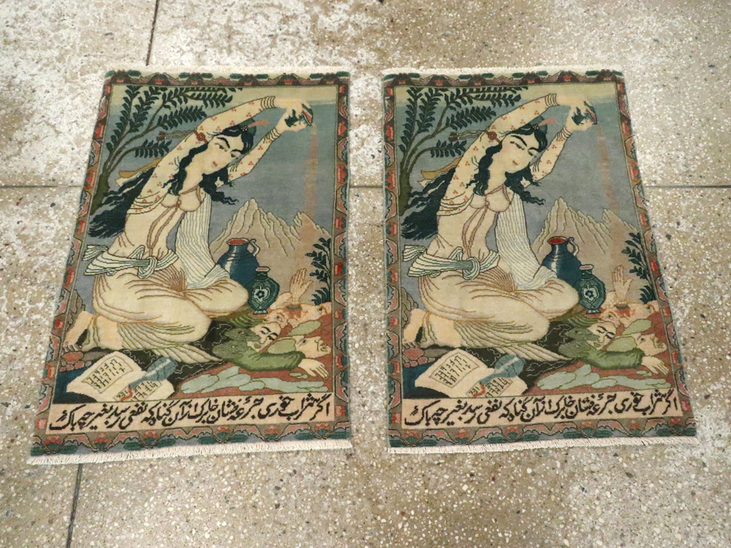 Vintage Persian Tabriz Pictorial Rug (Pair: 2 of 2), No.26840 - Galerie Shabab