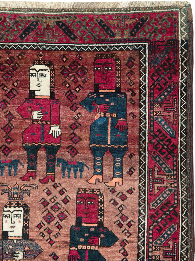Vintage Persian Pictorial Baluch Rug, No.26841 - Galerie Shabab