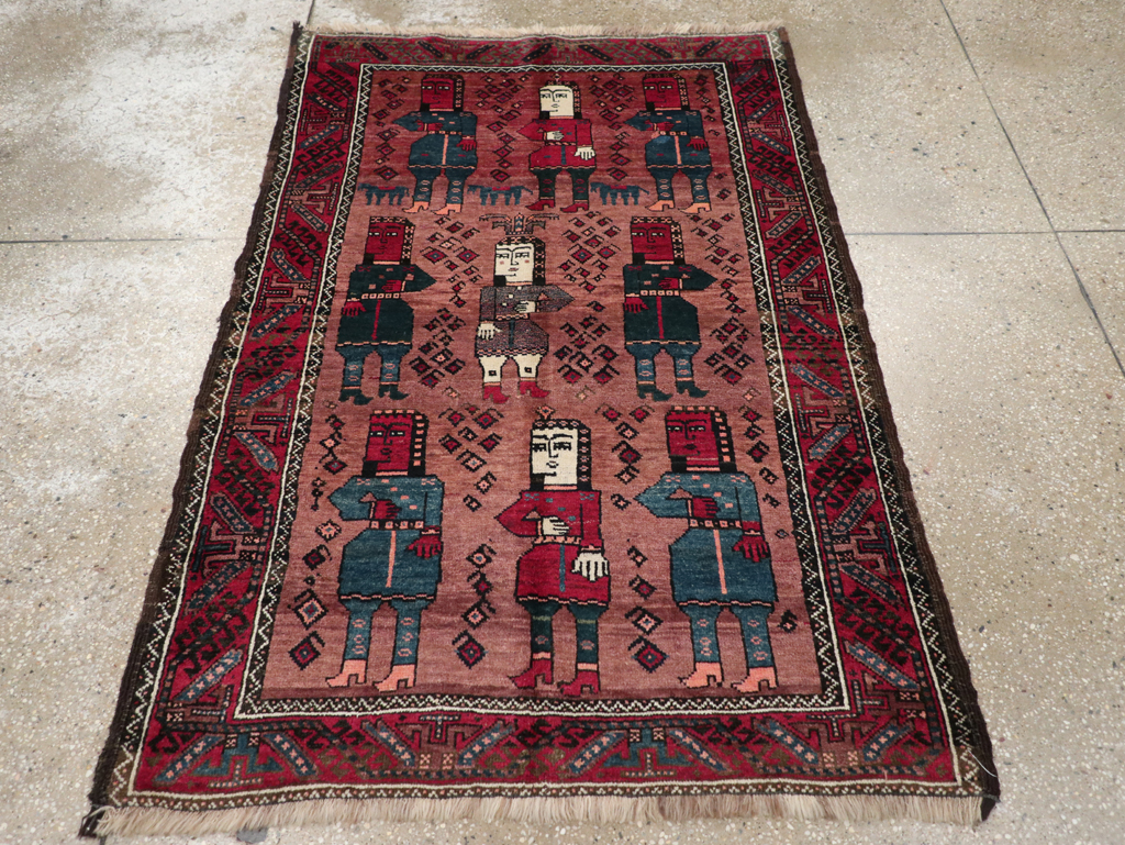 Vintage Persian Pictorial Baluch Rug, No.26841 - Galerie Shabab