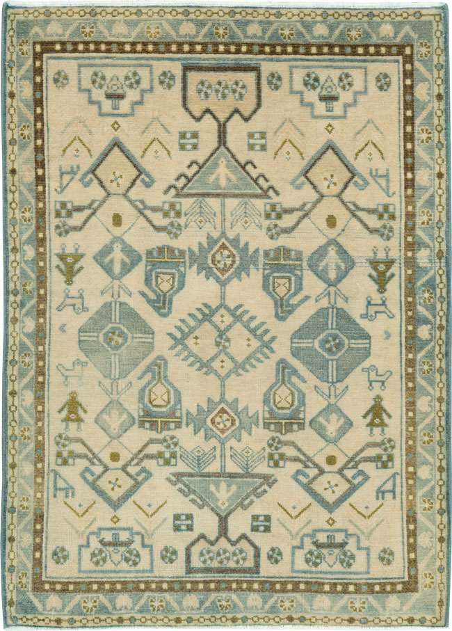 Vintage Persian Malayer Throw Rug, No.26875 - Galerie Shabab