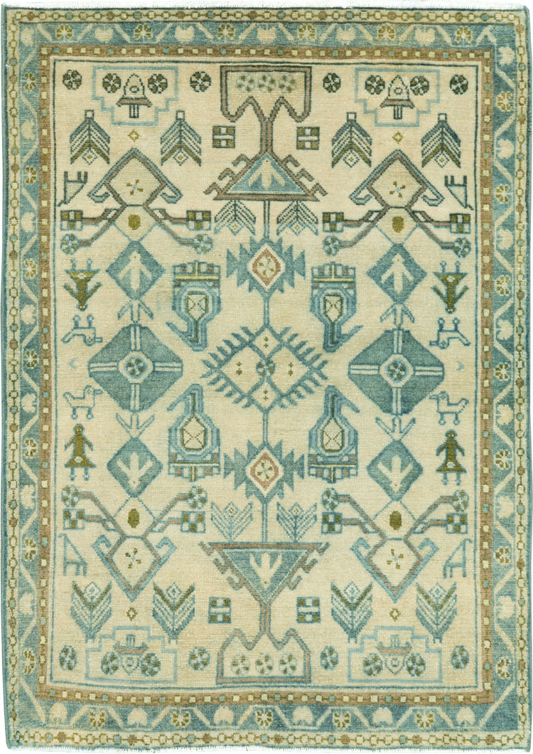 Vintage Persian Malayer Throw Rug, No.26914 - Galerie Shabab