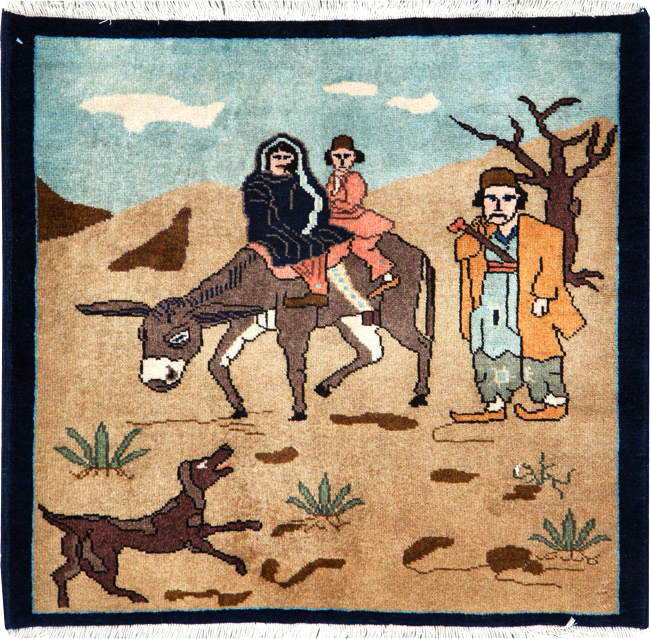 Vintage Persian Tabriz Pictorial Rug, No.26925 - Galerie Shabab