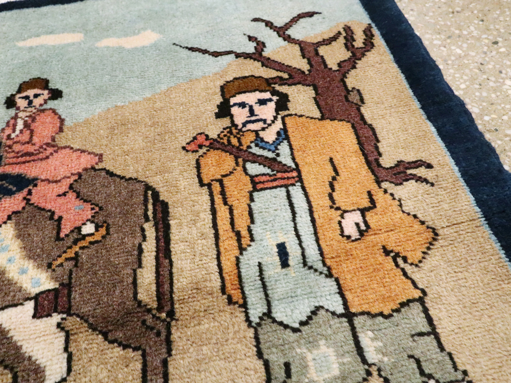 Vintage Persian Tabriz Pictorial Rug, No.26925 - Galerie Shabab