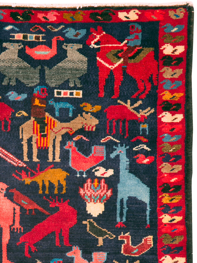 Vintage Persian Hamadan Pictorial Rug, No.26939 - Galerie Shabab