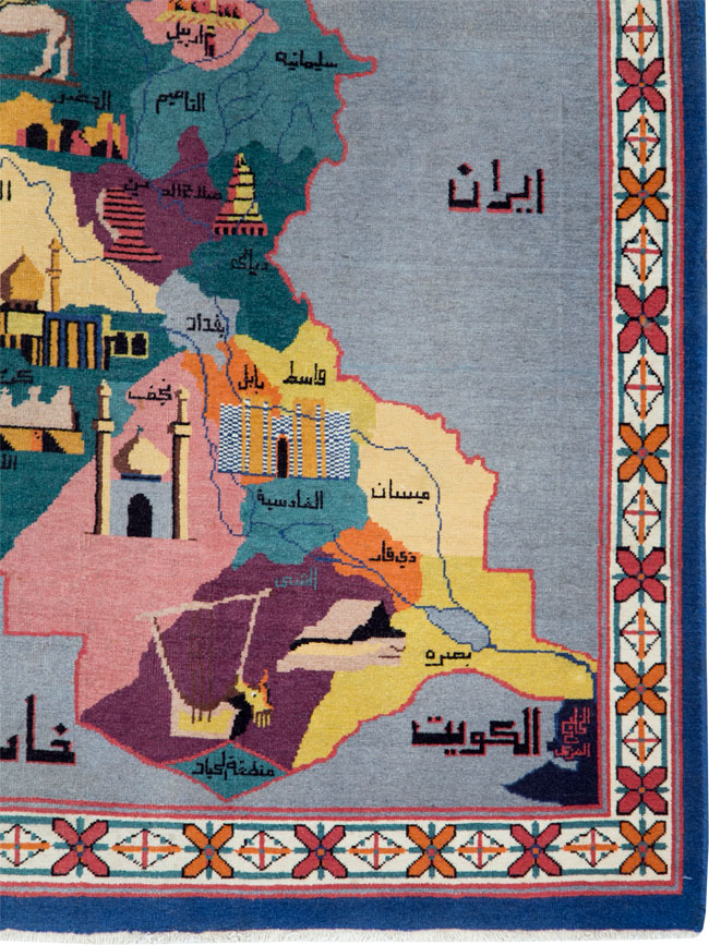 Vintage Egyptian Pictorial Map Rug of The Middle East, No.26982 - Galerie Shabab