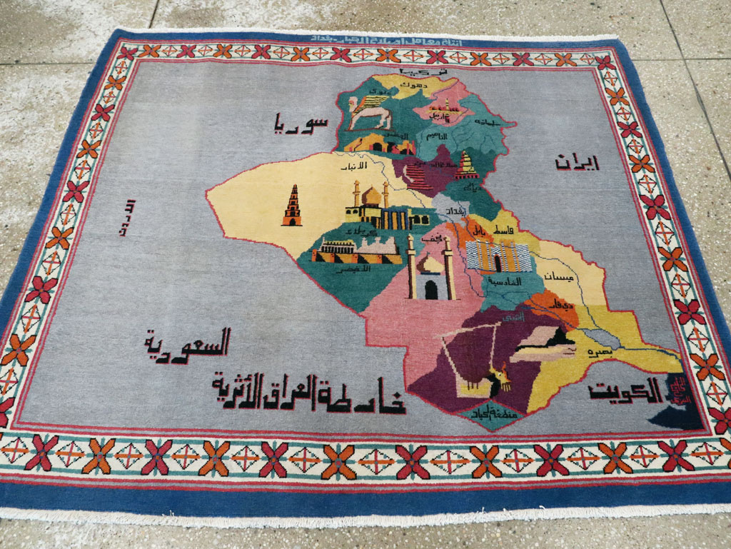Vintage Egyptian Pictorial Map Rug of The Middle East, No.26982 - Galerie Shabab