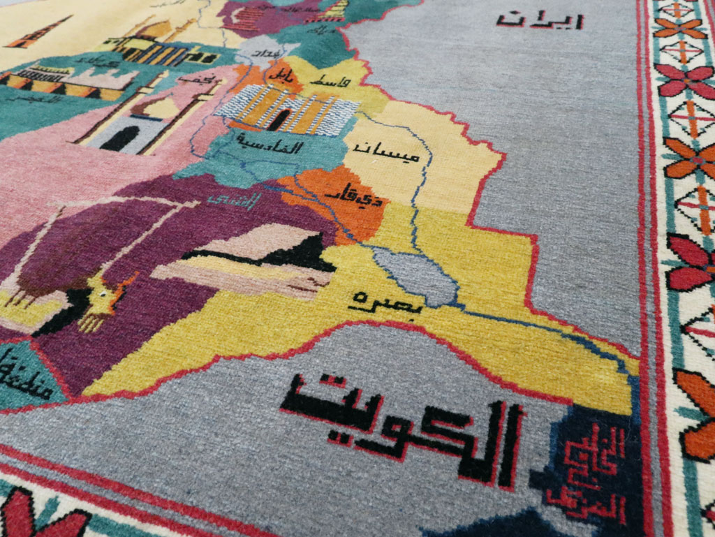 Vintage Egyptian Pictorial Map Rug of The Middle East, No.26982 - Galerie Shabab