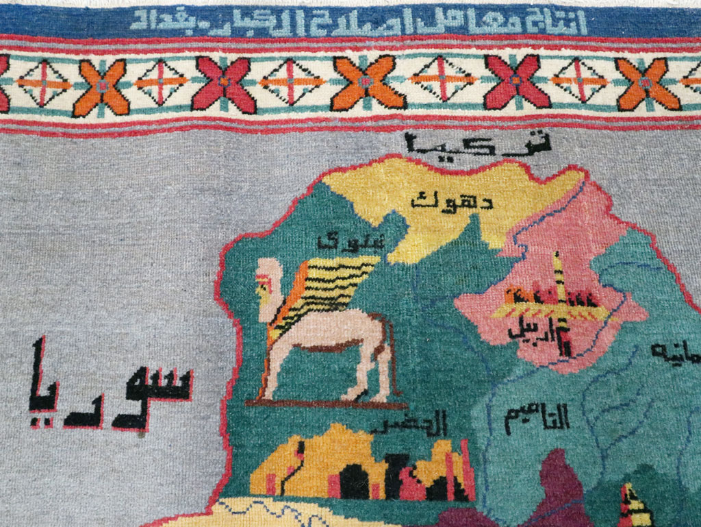 Vintage Egyptian Pictorial Map Rug of The Middle East, No.26982 - Galerie Shabab