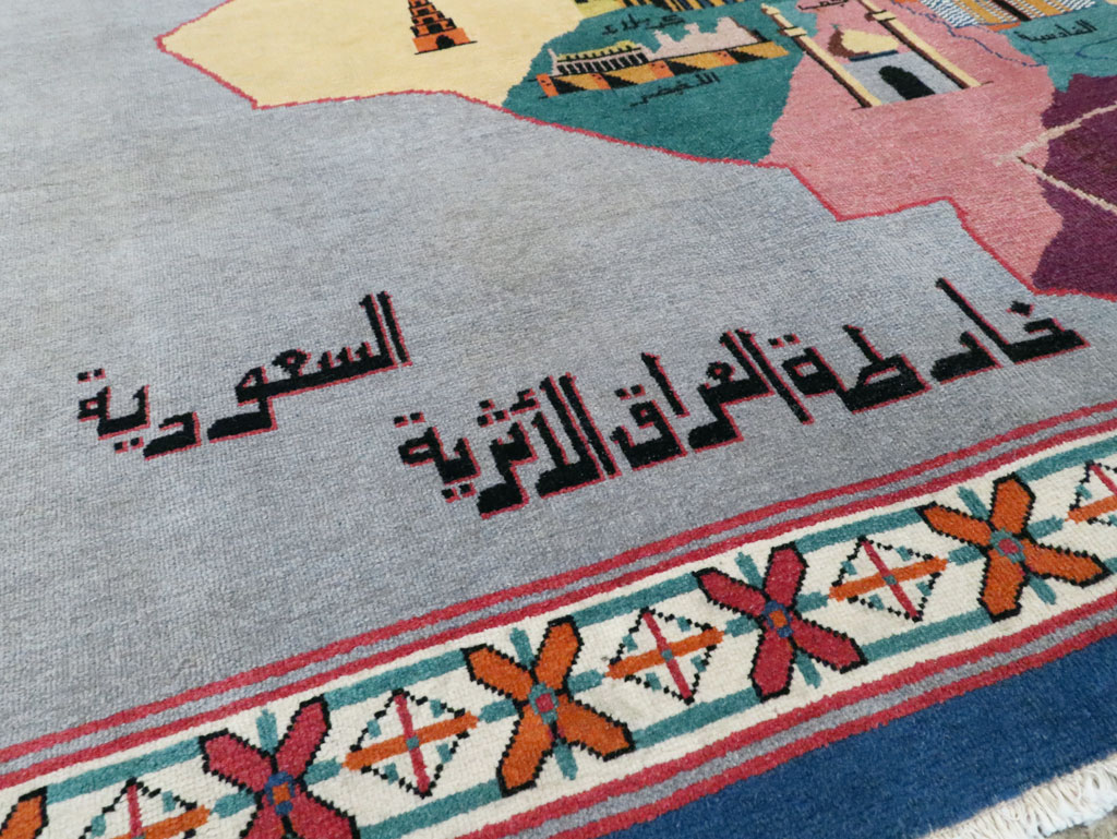 Vintage Egyptian Pictorial Map Rug of The Middle East, No.26982 - Galerie Shabab