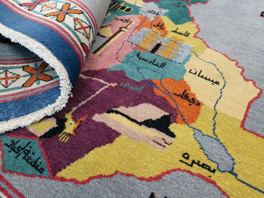 Vintage Egyptian Pictorial Map Rug of The Middle East, No.26982 - Galerie Shabab