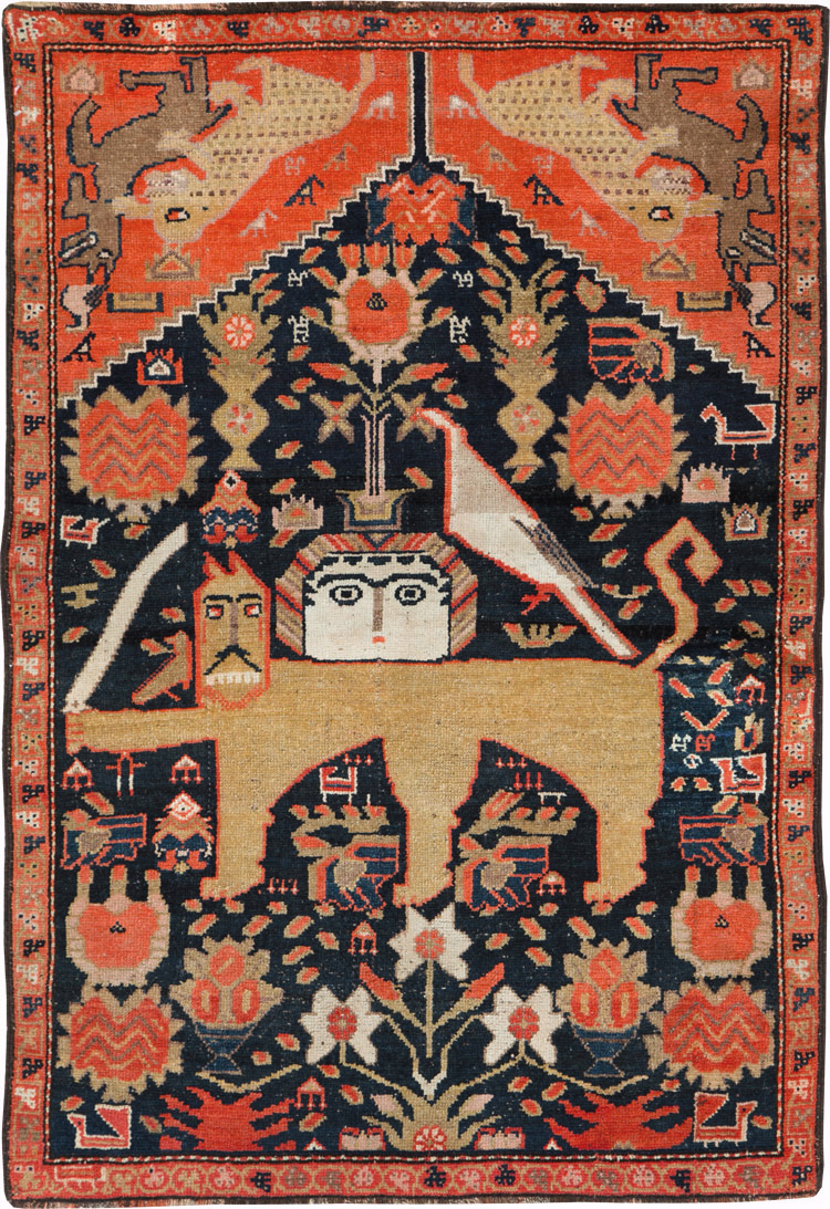Antique Persian Kurdish Pictorial Rug, No.26983 - Galerie Shabab