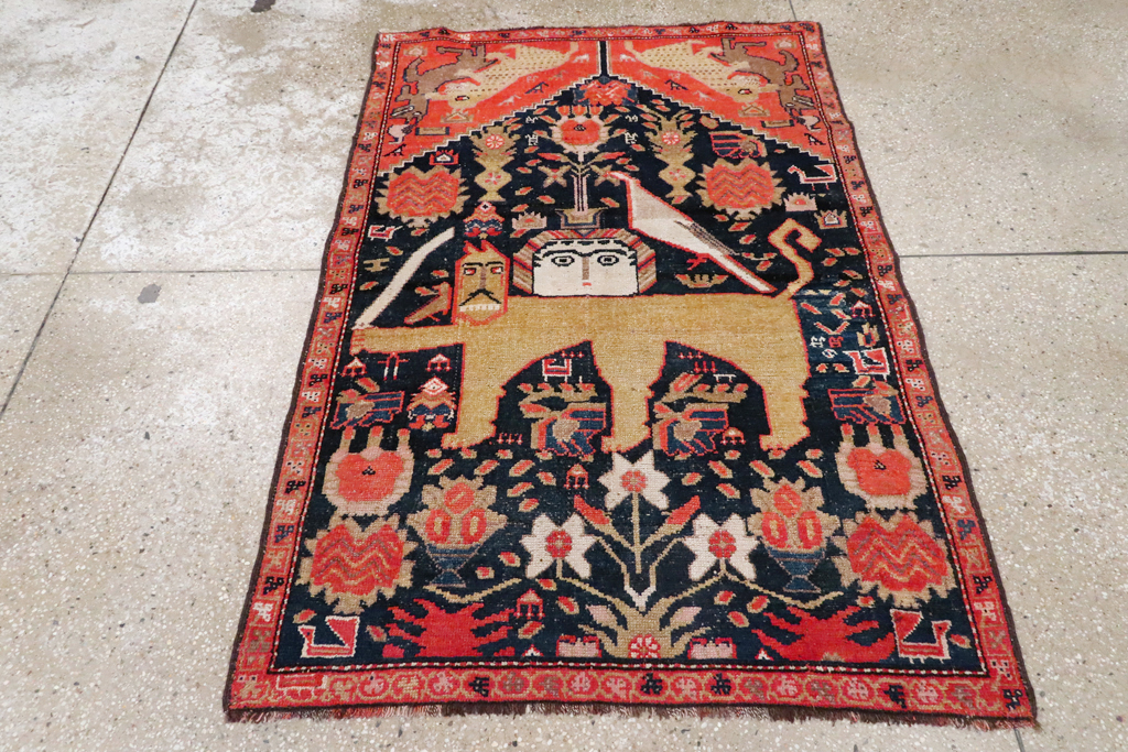 Antique Persian Kurdish Pictorial Rug, No.26983 - Galerie Shabab