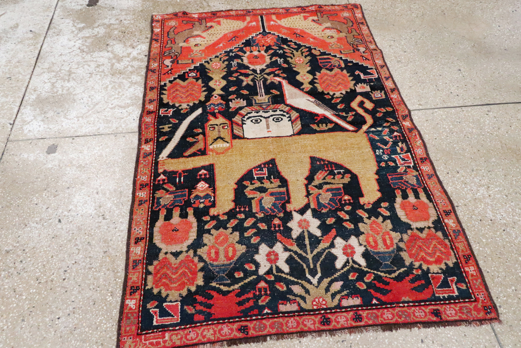 Antique Persian Kurdish Pictorial Rug, No.26983 - Galerie Shabab