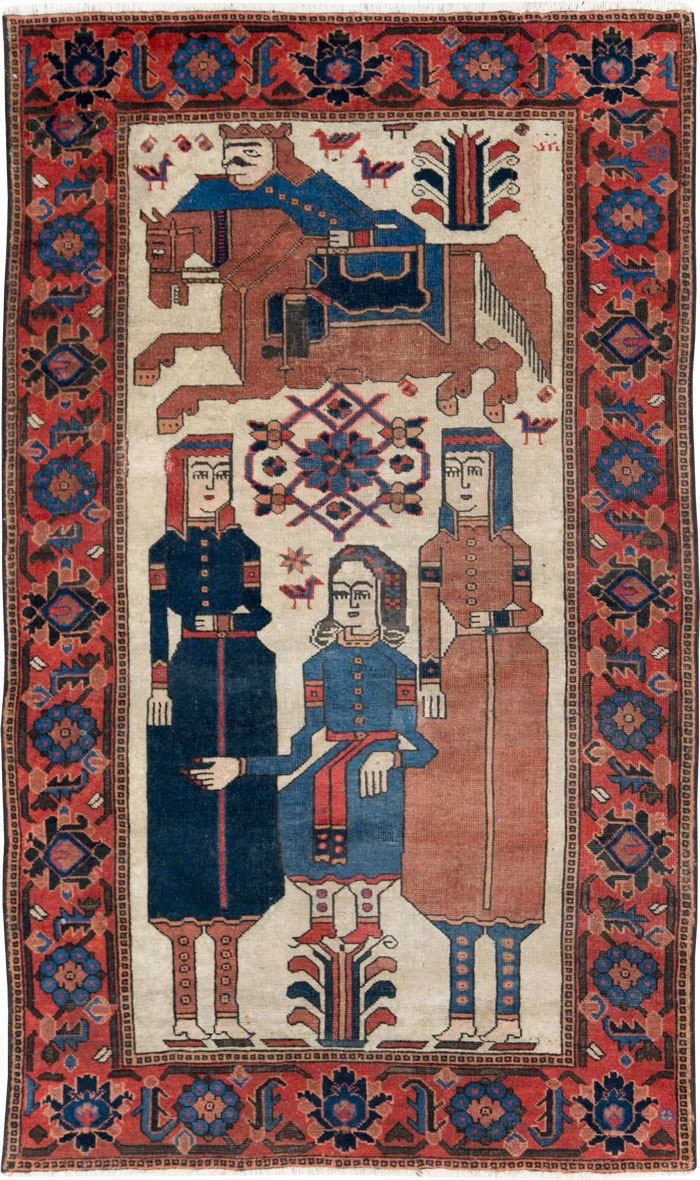 Vintage Persian Pictorial Bakhtiari Rug, No.27005 - Galerie Shabab