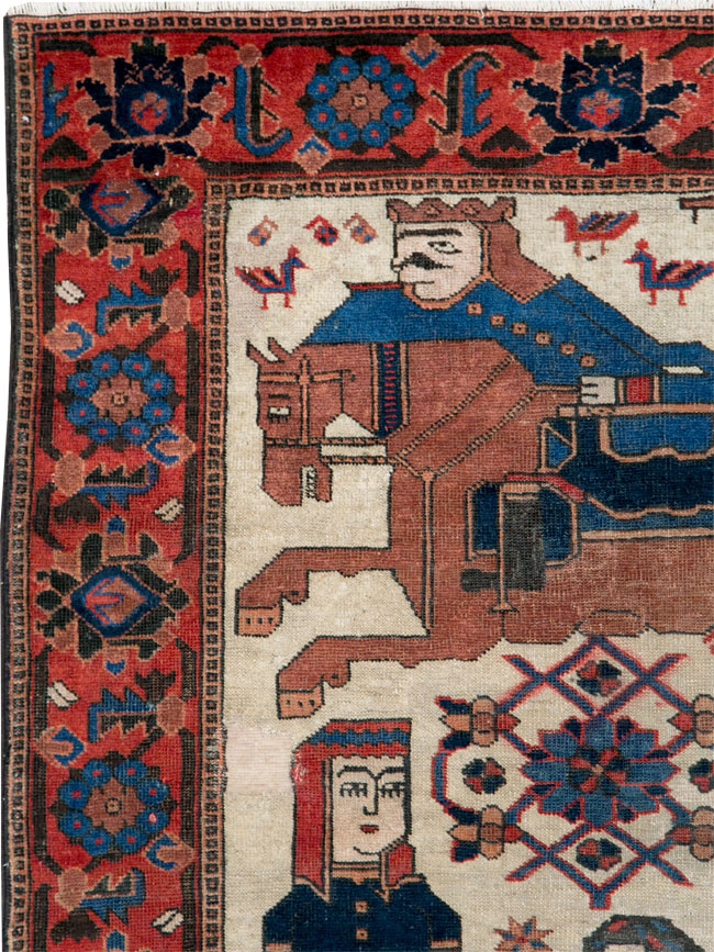 Vintage Persian Pictorial Bakhtiari Rug, No.27005 - Galerie Shabab