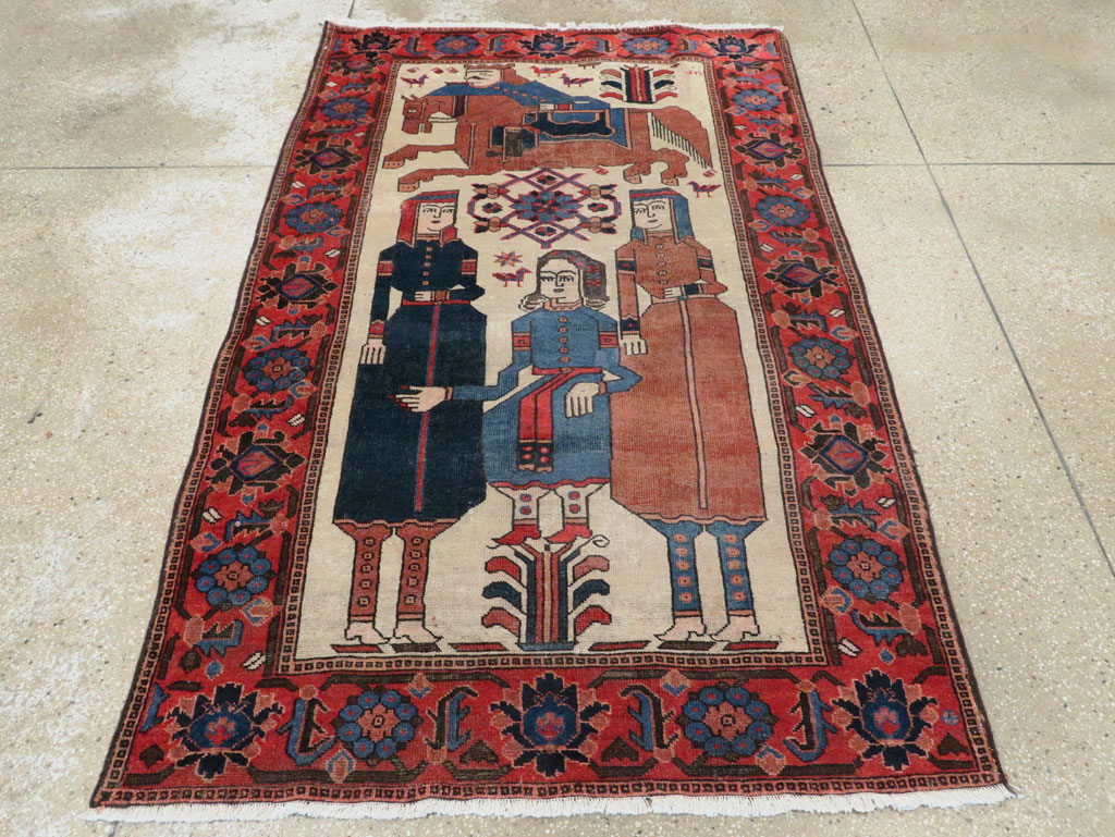Vintage Persian Pictorial Bakhtiari Rug, No.27005 - Galerie Shabab