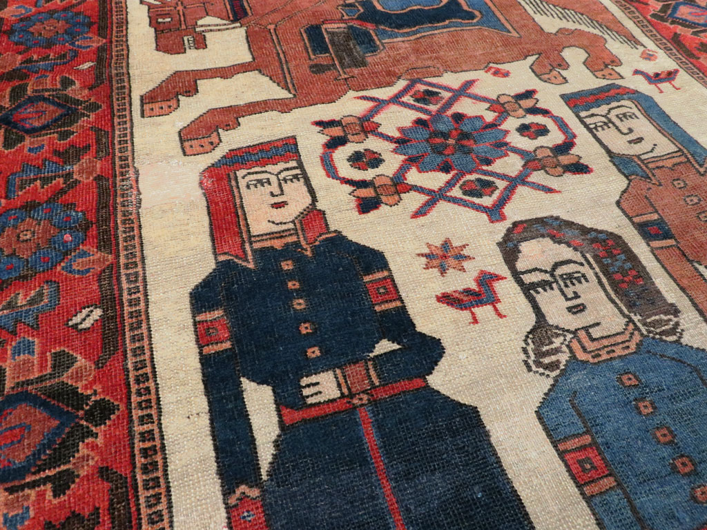 Vintage Persian Pictorial Bakhtiari Rug, No.27005 - Galerie Shabab