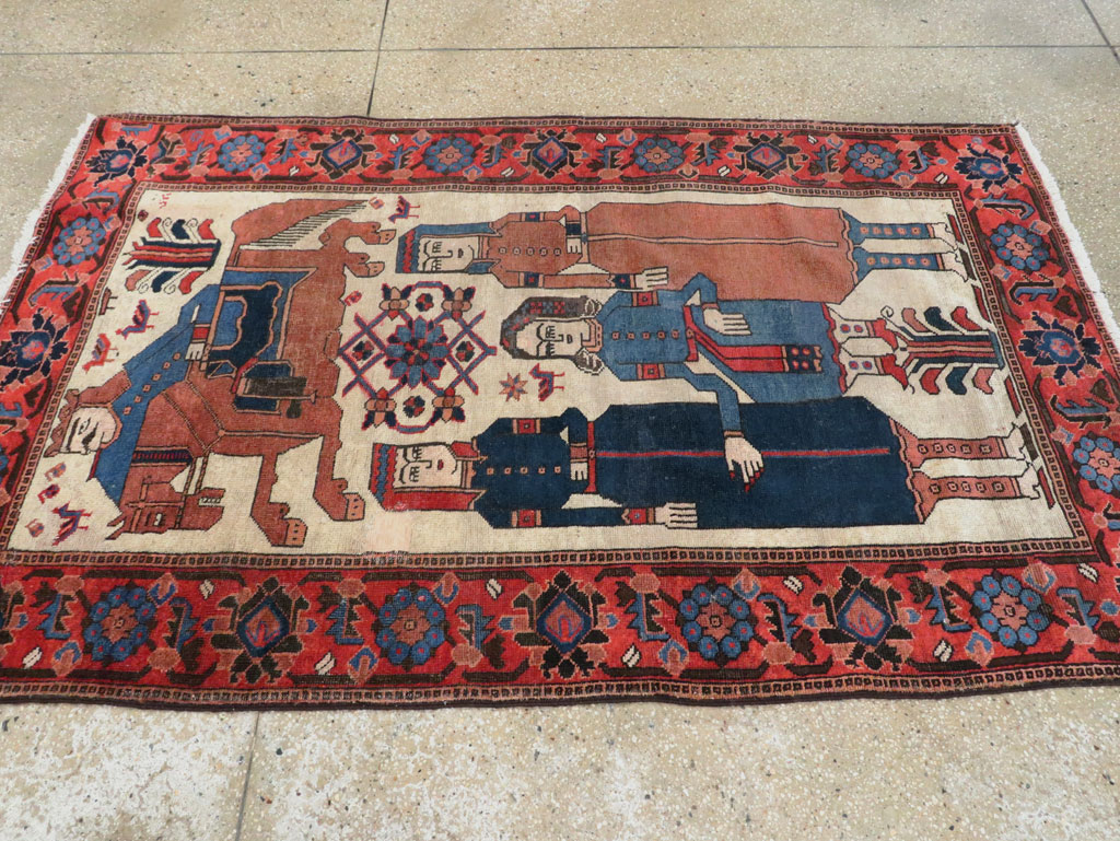 Vintage Persian Pictorial Bakhtiari Rug, No.27005 - Galerie Shabab