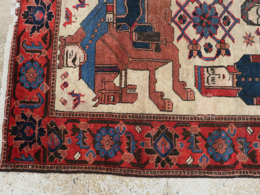 Vintage Persian Pictorial Bakhtiari Rug, No.27005 - Galerie Shabab