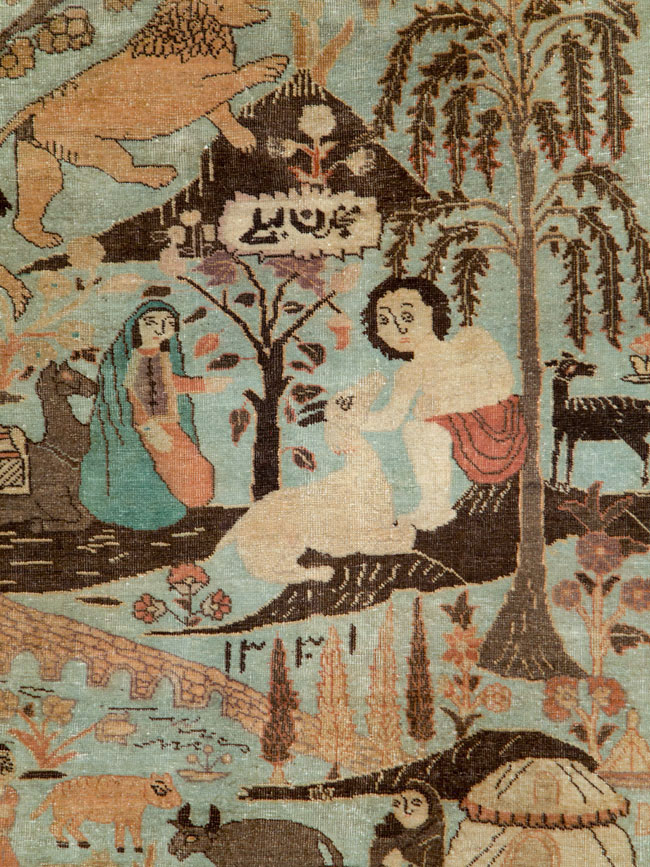 Vintage Persian Pictorial Tabriz Rug, No.27030 - Galerie Shabab
