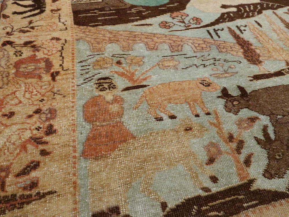 Vintage Persian Pictorial Tabriz Rug, No.27030 - Galerie Shabab