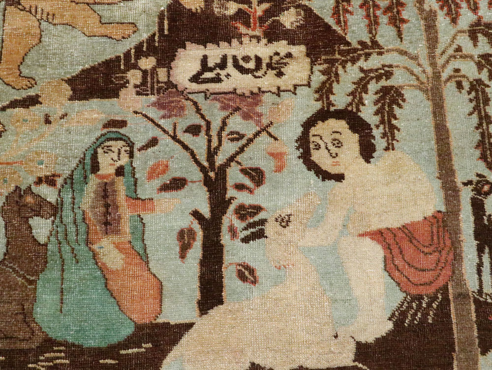 Vintage Persian Pictorial Tabriz Rug, No.27030 - Galerie Shabab