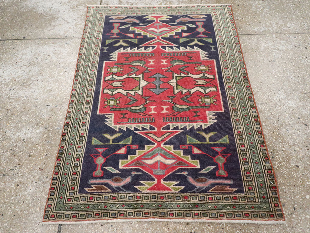 Vintage Persian Ardabil Throw Rug (Pair: 1 of 2), No.27042 - Galerie Shabab