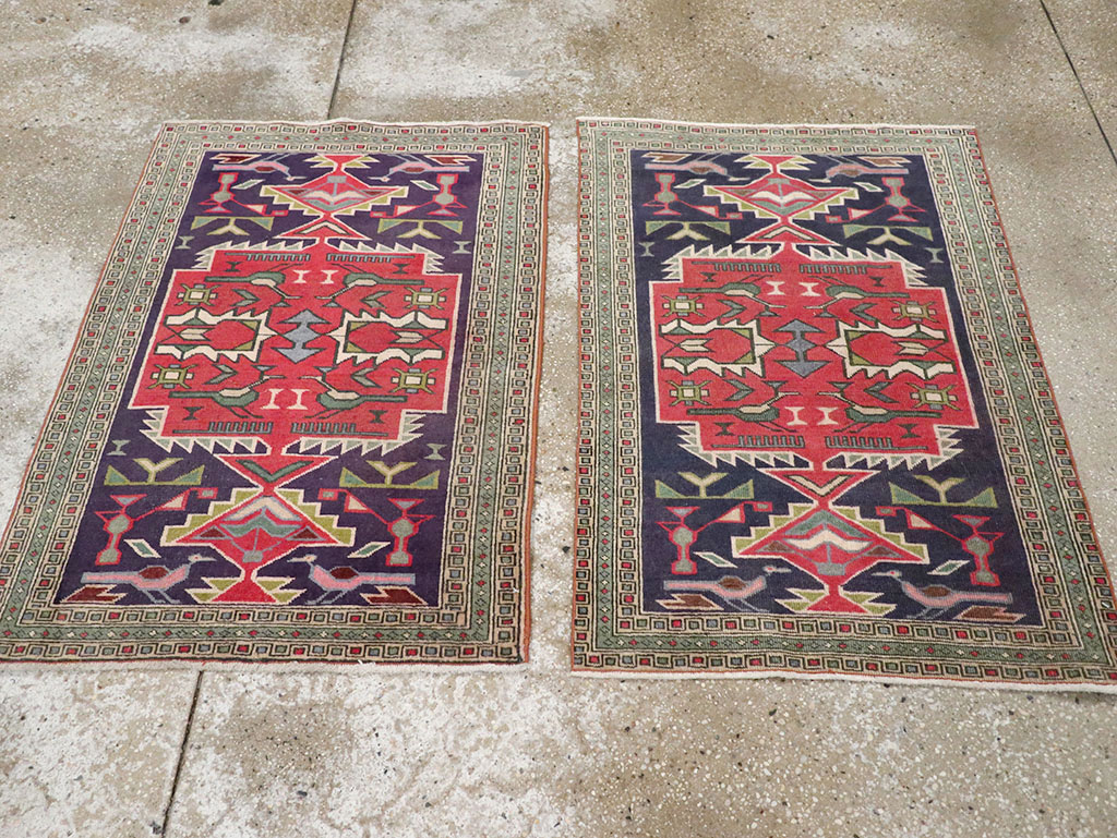 Vintage Persian Ardabil Throw Rug (Pair: 1 of 2), No.27042 - Galerie Shabab
